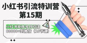 （10537期）小红书引流特训营-第15期，小红书矩阵号月引流80000+到微信（10节课）-旺仔资源库