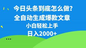 （10541期）今日头条最新最强连怼操作，10分钟50条，真正解放双手，月入1w+-旺仔资源库