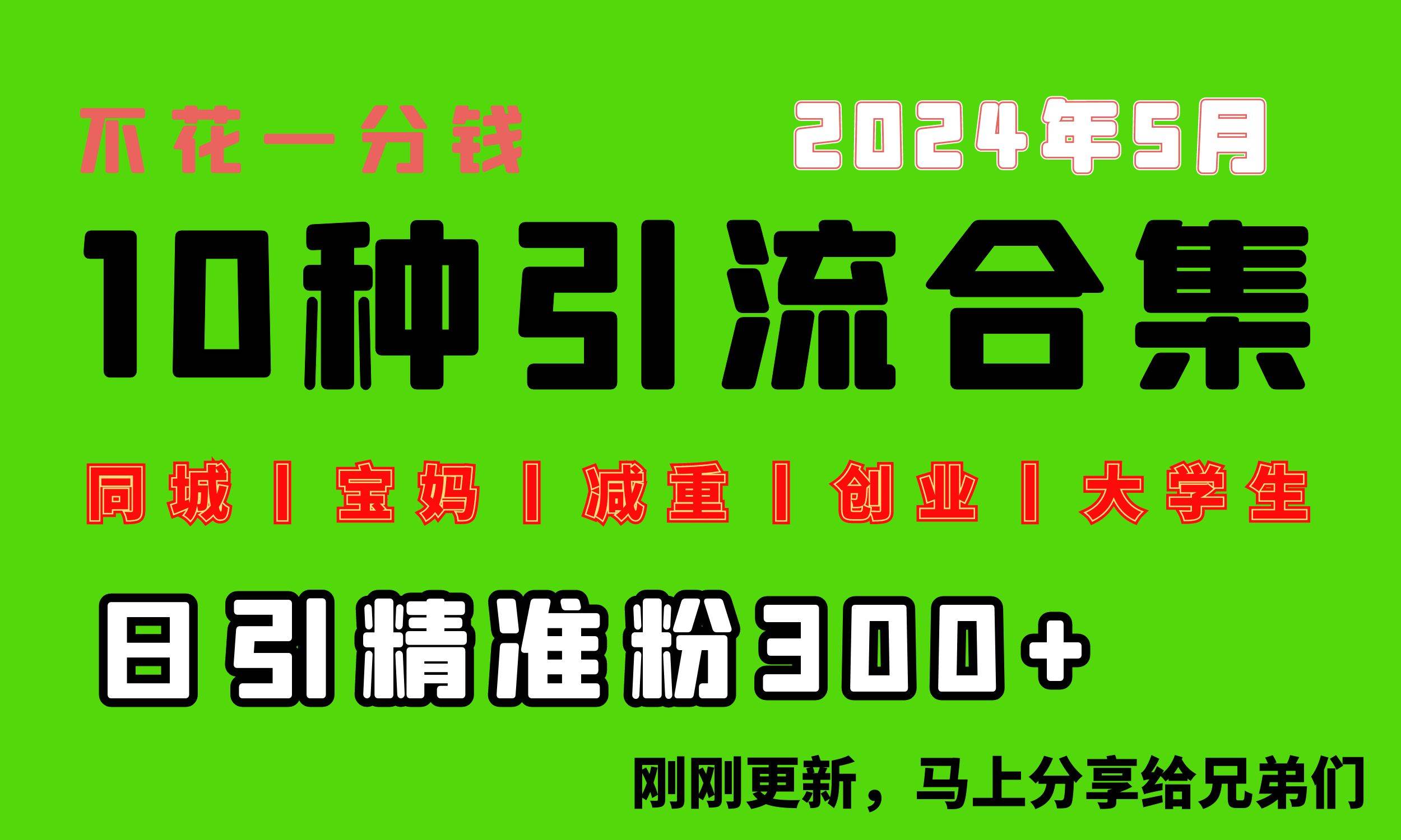 （10545期）0投入，每天搞300+“同城、宝妈、减重、创业、大学生”等10大流量！-旺仔资源库