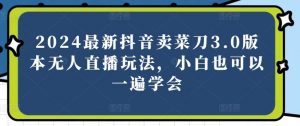2024最新抖音卖菜刀3.0版本无人直播玩法，小白也可以一遍学会【揭秘】-旺仔资源库