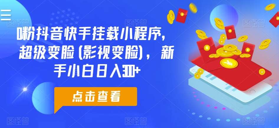 0粉抖音快手挂载小程序，超级变脸(影视变脸)，新手小白日入300+【揭秘】-旺仔资源库