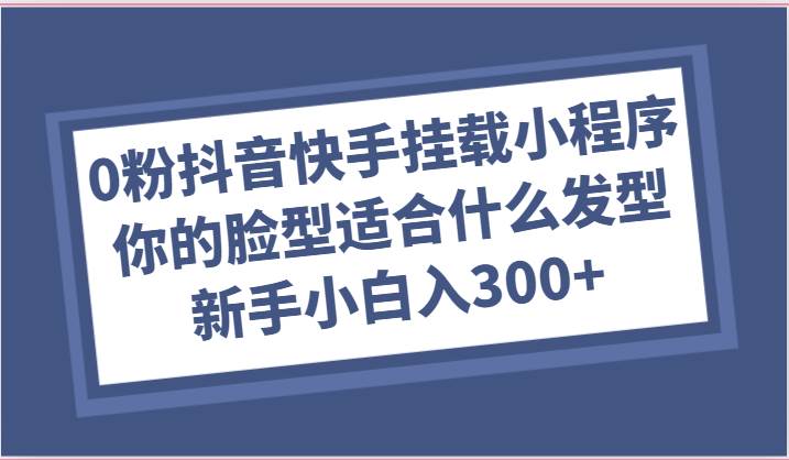 0粉抖音快手挂载小程序，你的脸型适合什么发型玩法，新手小白日入300+-旺仔资源库