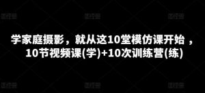 学家庭摄影，就从这10堂模仿课开始 ，10节视频课+10次训练营-旺仔资源库