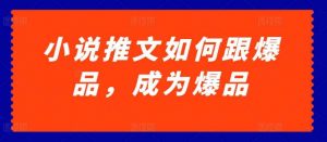 小说推文如何跟爆品，成为爆品【揭秘】-旺仔资源库