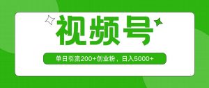 （10639期）视频号，单日引流200+创业粉，日入5000+-旺仔资源库