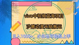 vivo中视频蓝海项目，沙雕动漫无脑搬运，小白也可轻松上手【揭秘】-旺仔资源库