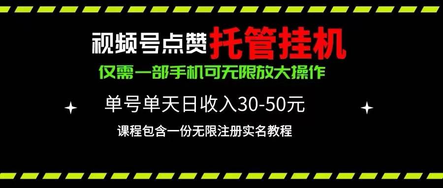 （10644期）视频号点赞托管挂机，单号单天利润30~50，一部手机无限放大（附带无限…-旺仔资源库