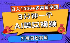 （10645期）3分钟一个AI美女视频，打爆男粉流量，日入1000+多渠道变现，简单暴力，…-旺仔资源库