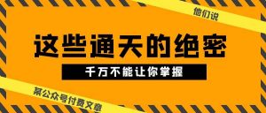 （10651期）某公众号付费文章《他们说 “ 这些通天的绝密，千万不能让你掌握! ”》-旺仔资源库