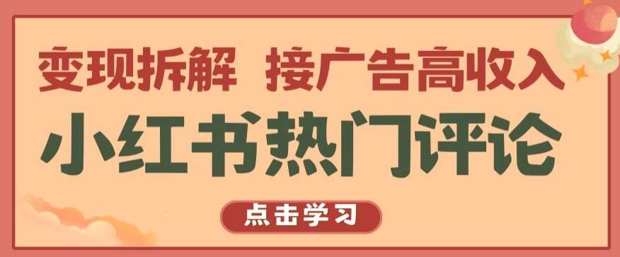 小红书热门评论，变现拆解，接广告高收入【揭秘 】-旺仔资源库