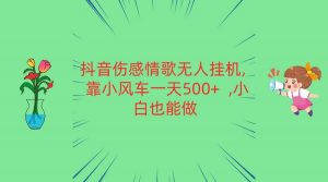 抖音伤感情歌无人挂机 靠小风车一天500+ 小白也能做-旺仔资源库