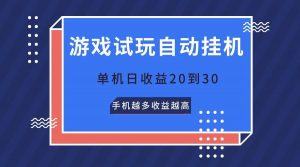 游戏试玩，无需养机，单机日收益20到30，手机越多收益越高-旺仔资源库