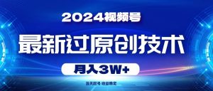 （期10704）视频号最2024新过原创技术，当天起号，收益稳定，月入3W+-旺仔资源库