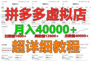 拼多多虚拟电商训练营月入40000+，全网最详细，你做你也行，暴利稳定长久-旺仔资源库