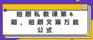 短剧私教课第期，4短剧文案万能公式【揭秘】-旺仔资源库