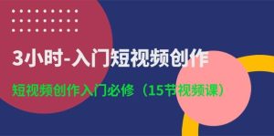 3小时入门短视频创作：短视频创作入门必修（15节视频课）-旺仔资源库