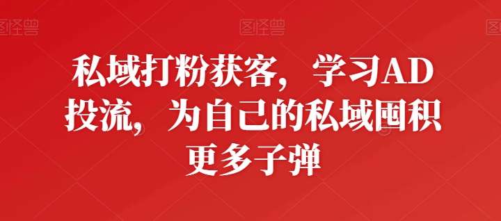 私域打粉获客，学习AD投流，为自己的私域囤积更多子弹-旺仔资源库