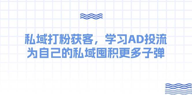 （10728期）某收费课：私域打粉获客，学习AD投流，为自己的私域囤积更多子弹-旺仔资源库