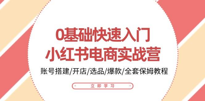 0基础快速入门小红书电商实战营：账号搭建/开店/选品/爆款/全套保姆教程-旺仔资源库