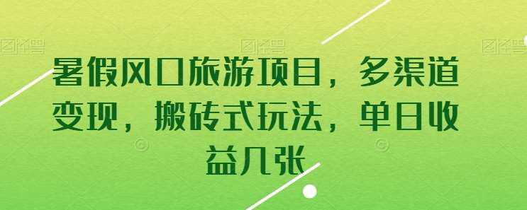 暑假风口旅游项目，多渠道变现，搬砖式玩法，单日收益几张【揭秘】-旺仔资源库