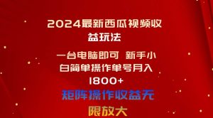 （10829期）2024最新西瓜视频收益玩法，一台电脑即可 新手小白简单操作单号月入1800+-旺仔资源库