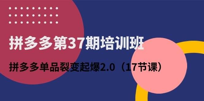 （10835期）拼多多第37期培训班：拼多多单品裂变起爆2.0（17节课）-旺仔资源库