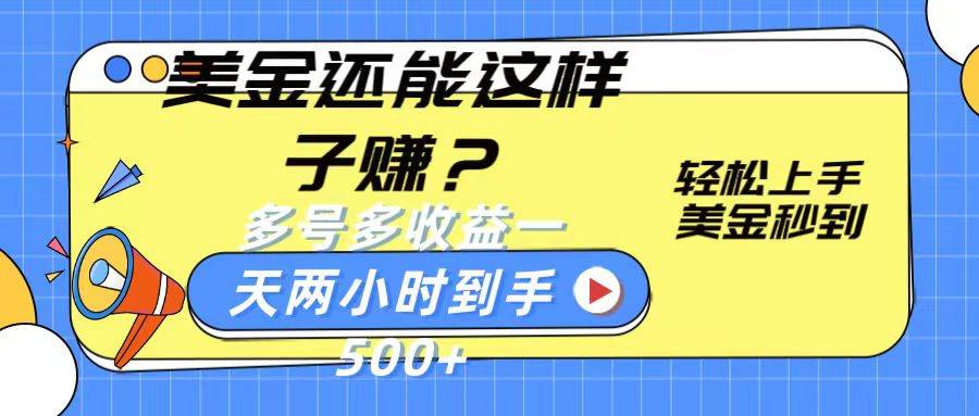 美金还能这样子赚？轻松上手，美金秒到账 多号多收益，一天 两小时，到手500+-旺仔资源库