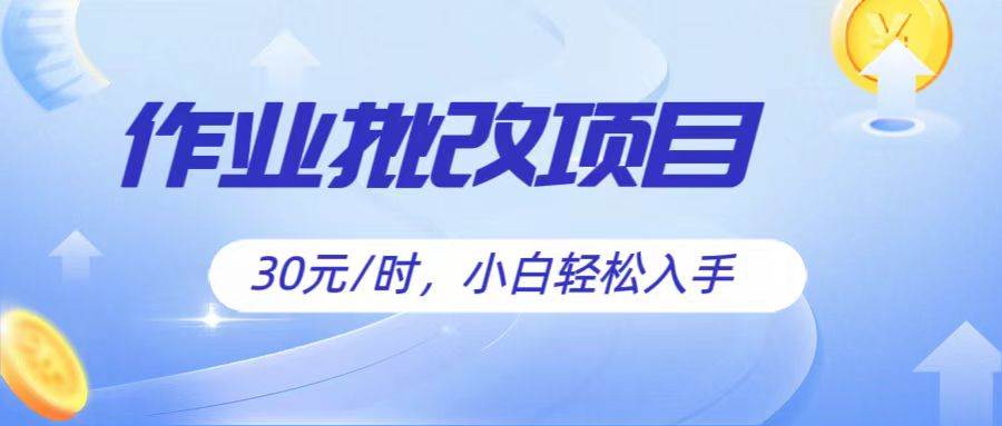 作业批改项目30元/时，简单小白轻松入手，非常适合兼职-旺仔资源库