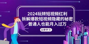 （10890期）2024玩转短视频红利，拆解爆款短视频隐藏的秘密，普通人也能月入过万-旺仔资源库