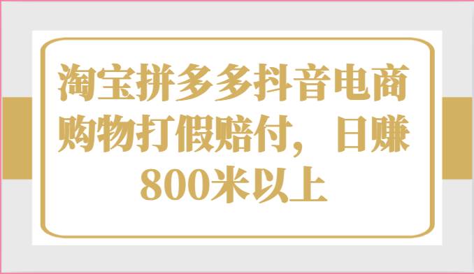 淘宝拼多多抖音电商购物打假赔付，日赚800米以上-旺仔资源库