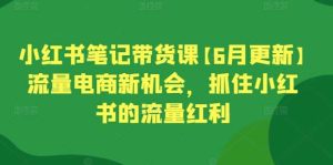 小红书笔记带货课【6月更新】流量电商新机会，抓住小红书的流量红利-旺仔资源库