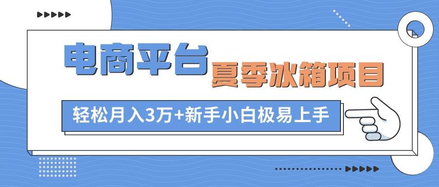 （10934期）电商平台夏季冰箱项目，轻松月入3万+，新手小白极易上手-旺仔资源库