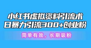 （10941期）小红书虚拟资料引流术，日暴力引流300+创业粉，简单有效，长期吸粉-旺仔资源库