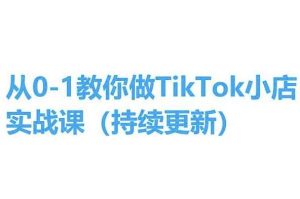 从0-1教你做TikTok小店实操课，手把手教你，简单易学-旺仔资源库
