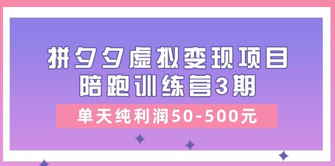 （11000期）某收费培训《拼夕夕虚拟变现项目陪跑训练营3期》单天纯利润50-500元-旺仔资源库