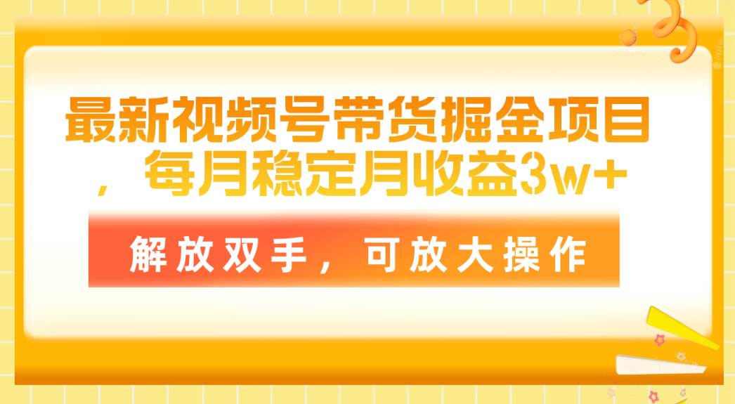 （11010期）最新视频号带货掘金项目，每月稳定月收益3w+，解放双手，可放大操作-旺仔资源库