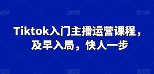 Tiktok入门主播运营课程，及早入局，快人一步-旺仔资源库