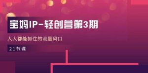 （11042期）宝妈IP-轻创营第3期，人人都能抓住的流量风口（21节课）-旺仔资源库