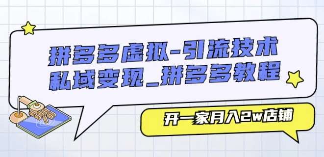 拼多多虚拟-引流技术与私域变现_拼多多教程：开一家月入2w店铺-旺仔资源库