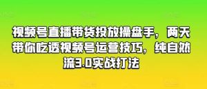 视频号直播带货投放操盘手，两天带你吃透视频号运营技巧，纯自然流3.0实战打法-旺仔资源库