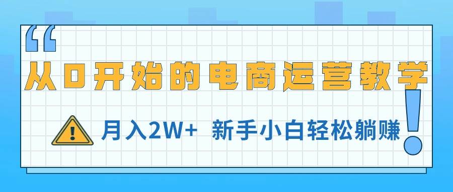 （11081期）从0开始的电商运营教学，月入2W+，新手小白轻松躺赚-旺仔资源库