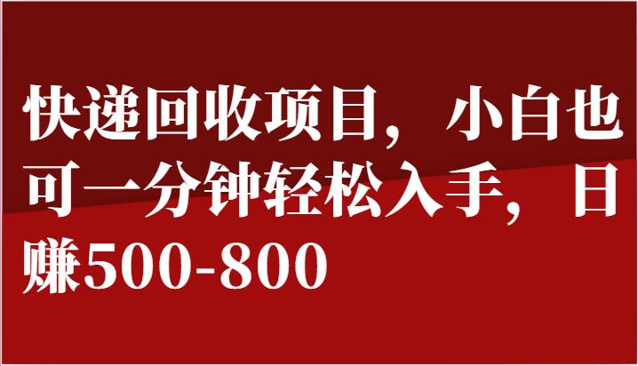 快递回收项目，小白也可一分钟轻松入手，日赚500-800-旺仔资源库