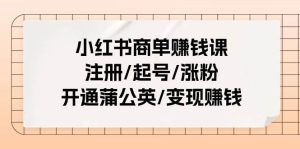 小红书商单赚钱课：注册/起号/涨粉/开通蒲公英/变现赚钱（25节课）-旺仔资源库