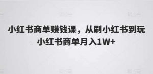 小红书商单赚钱课，从刷小红书到玩小红书商单月入1W+-旺仔资源库