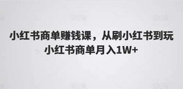 小红书商单赚钱课，从刷小红书到玩小红书商单月入1W+-旺仔资源库