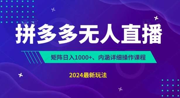 拼多多无人直播不封号，0投入，3天必起，无脑挂机，日入1k+【揭秘】-旺仔资源库