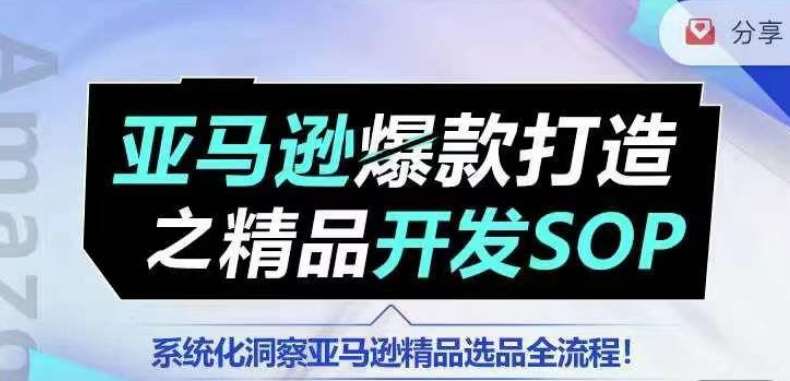 【训练营】亚马逊爆款打造之精品开发SOP，系统化洞察亚马逊精品选品全流程-旺仔资源库