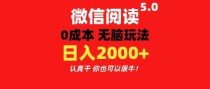 （11216期）微信阅读5.0玩法！！0成本掘金 无任何门槛 有手就行！一天可赚200+-旺仔资源库