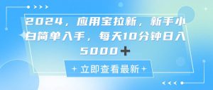 （11236期）2024应用宝拉新，真正的蓝海项目，每天动动手指，日入5000+-旺仔资源库