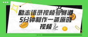 （11262期）视频号励志语录赛道详解，分钟一条，条条原创，轻松赚钱-旺仔资源库